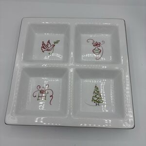St Nicholas Square Serving Platter Plate Tis The Season‎ 4 Compartment Square